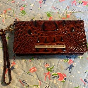 Brahmin Brown Crocodile Embossed Wristlet